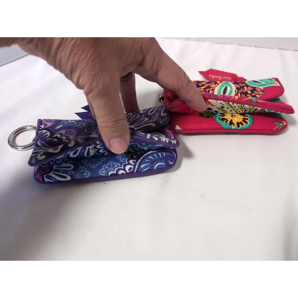 VERA BRADLEY Lot of 2 KEYCHAIN ID CARD HOLDER PURPLE RED - Picture 9 of 16